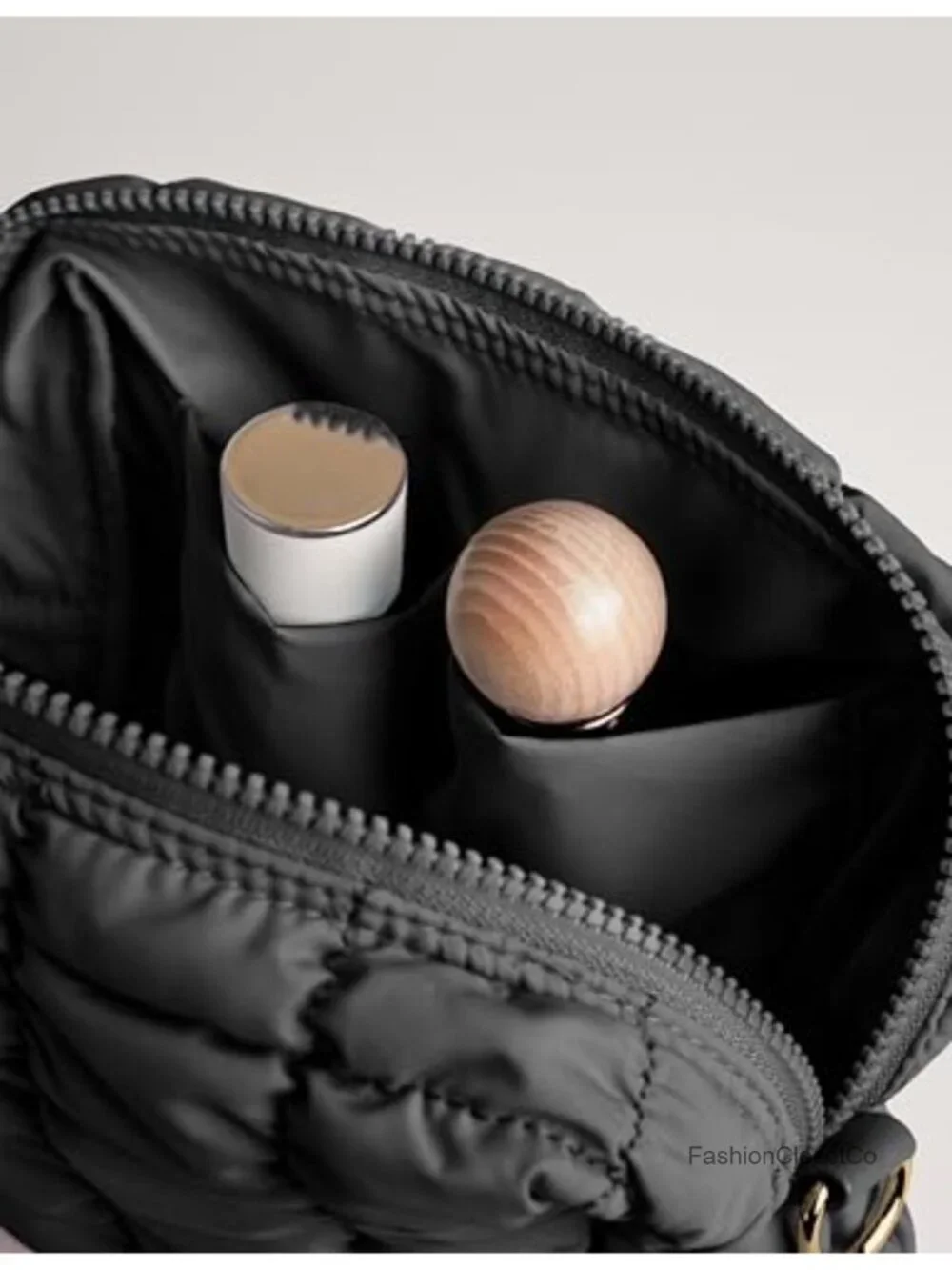 Quilted Puffer Cosmetic Bag Travel Toiletry Organizer with D-Rings